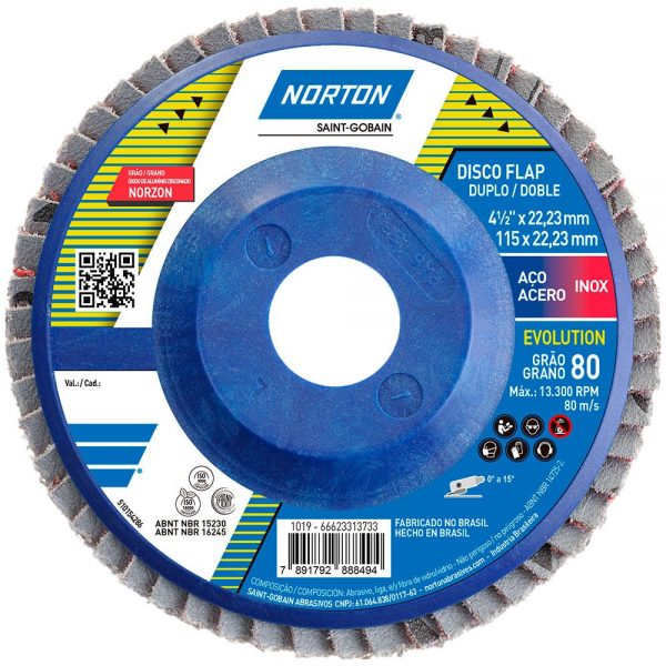 DISCO FLAP DE 4.1/2'' GRÃOS 80 (NORTON EVOLUTION)